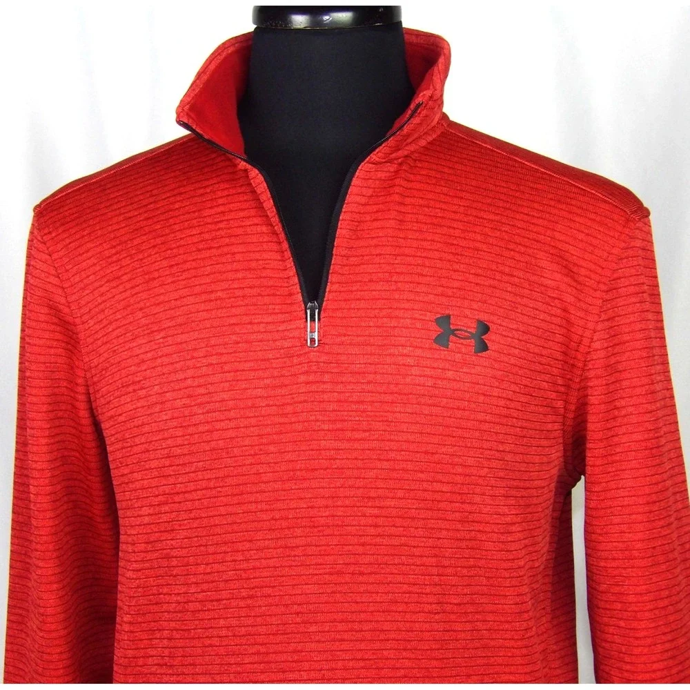 Under Armour‎ STORM GOLF Orange Striped 1/4 Zip Athletic Jacket Men's Medium